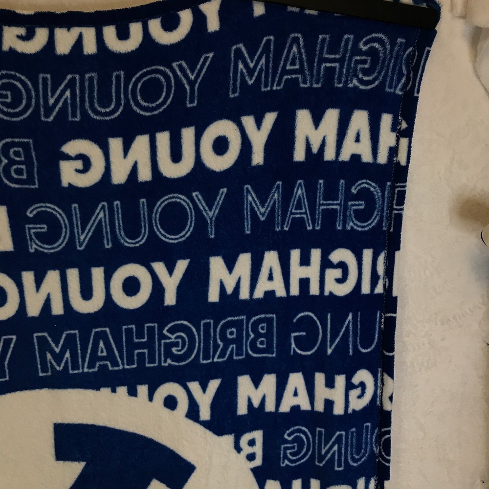 Logo Brands Brigham Young University BYU Cougars Polyester Blue Throw Blanket - Picture 14 of 16